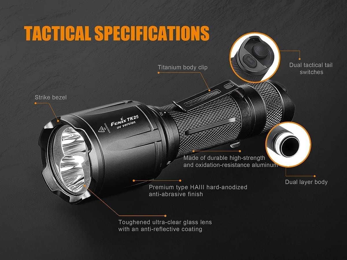 601-fenix-tk25-uv-tactical-flashlight-discontinued-5.jpg Fenix TK25 UV Tactical Flashlight - DISCONTINUED